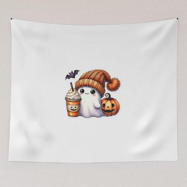 Item preview, Cute Ghost with Pumpkin Spice and Beanie designed and sold by Adamsshop24.