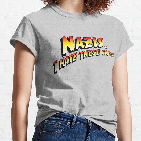 Vista previa del artículo con la obra «Nazis, ¡odio a estos tipos!», diseñado y vendido por Wchickendinner.