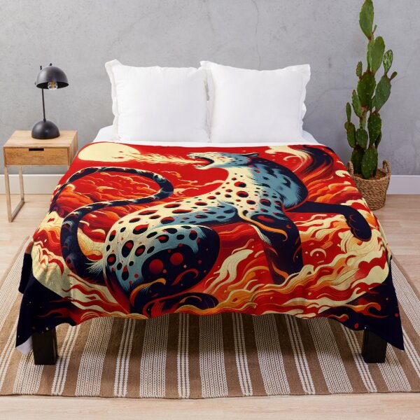 Item preview, Lava Fire Snow Leopard Against a Sun, Ai Generated Art designed and sold by ACC .