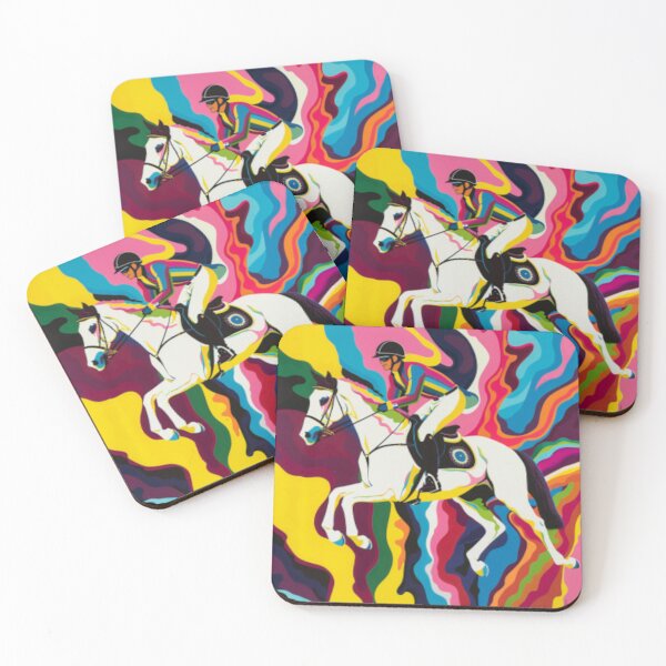 Item preview, Horse and rider cross country event psychedelic Active Outdoors Inspired Art designed and sold by CDC40.