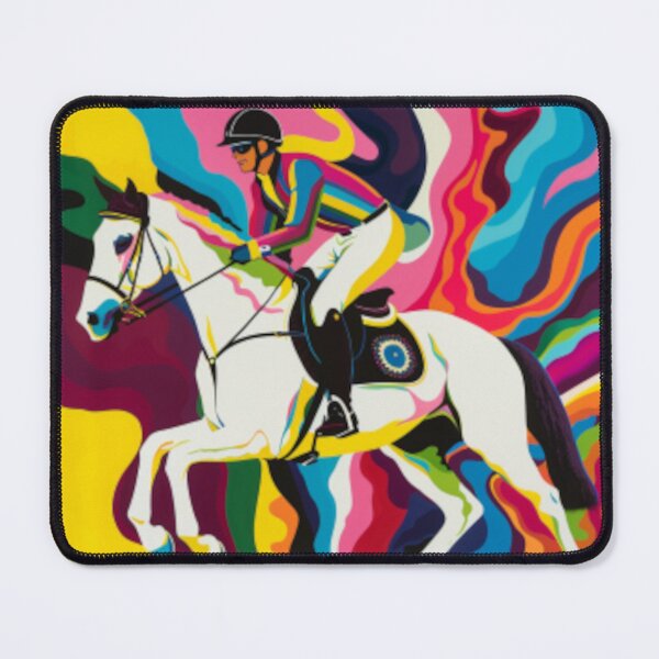 Item preview, Horse and rider cross country event psychedelic Active Outdoors Inspired Art designed and sold by CDC40.