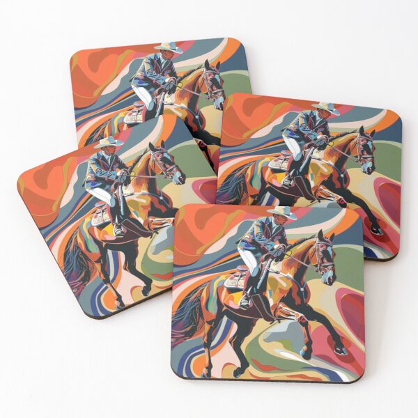 Item preview, Horse and rider cross country event psychedelic Active Outdoors Inspired Art designed and sold by CDC40.