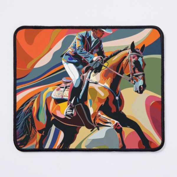 Item preview, Horse and rider cross country event psychedelic Active Outdoors Inspired Art designed and sold by CDC40.