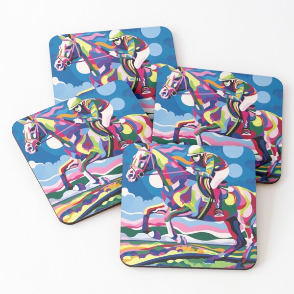 Item preview, Horse and rider cross country event psychedelic Active Outdoors Inspired Art designed and sold by CDC40.