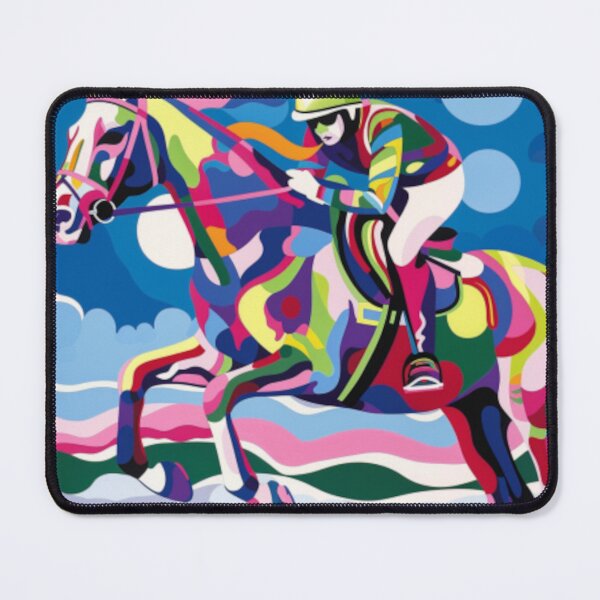 Item preview, Horse and rider cross country event psychedelic Active Outdoors Inspired Art designed and sold by CDC40.