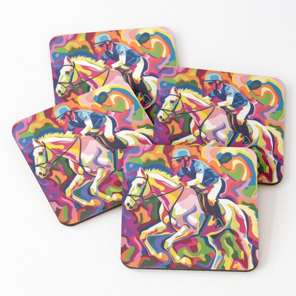 Item preview, Horse and rider cross country event psychedelic Active Outdoors Inspired Art designed and sold by CDC40.