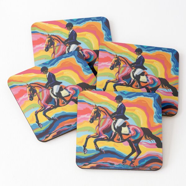 Item preview, Horse and rider dressage event psychedelic Active Outdoors Inspired Art designed and sold by CDC40.