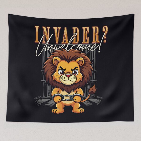 Item preview, Fierce Lion Invader Unwelcome Cartoon Design designed and sold by Taans-Creation.