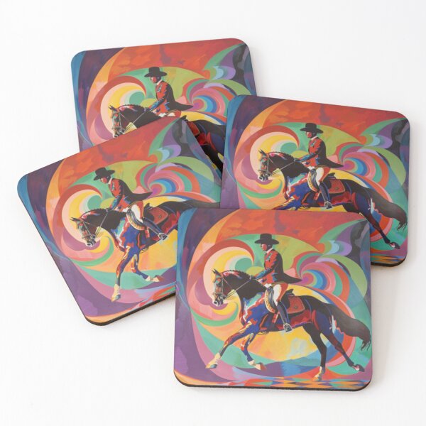 Item preview, Horse and rider dressage event psychedelic Active Outdoors Inspired Art designed and sold by CDC40.