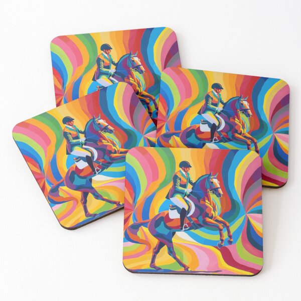 Item preview, Horse and rider dressage event psychedelic Active Outdoors Inspired Art designed and sold by CDC40.
