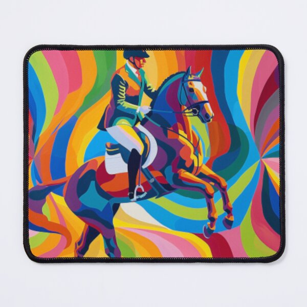 Item preview, Horse and rider dressage event psychedelic Active Outdoors Inspired Art designed and sold by CDC40.