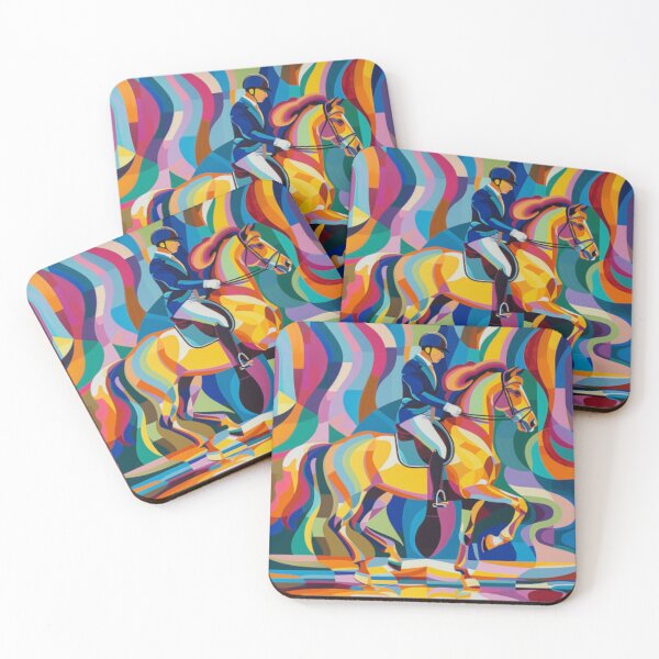 Item preview, Horse and rider dressage event psychedelic Active Outdoors Inspired Art designed and sold by CDC40.
