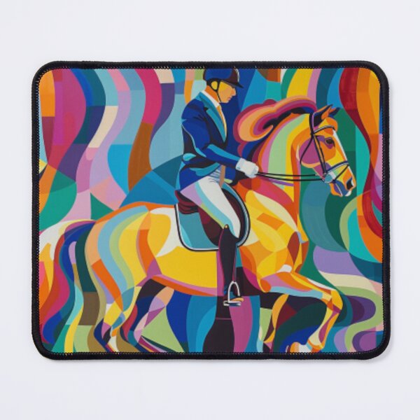 Item preview, Horse and rider dressage event psychedelic Active Outdoors Inspired Art designed and sold by CDC40.