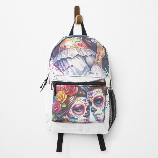 Item preview, "Colorful Día de los Muertos Couple: Vibrant Sugar Skull Art" designed and sold by WhiteDoveArt.