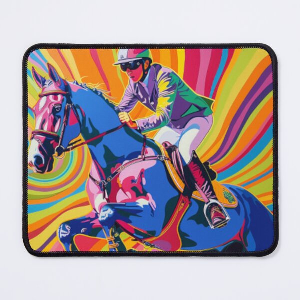 Item preview, Horse and rider show jumping event psychedelic Active Outdoors Inspired Art designed and sold by CDC40.