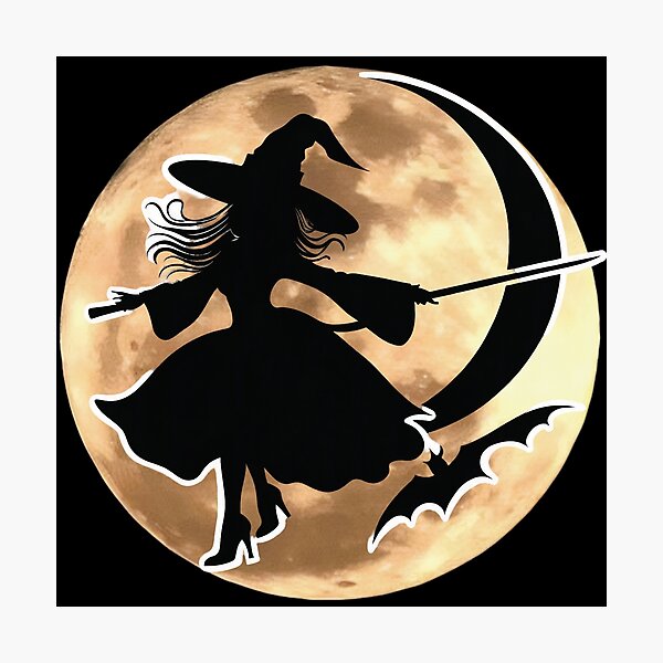 Item preview, Witch on a broom. Moon. designed and sold by MagelliShop.