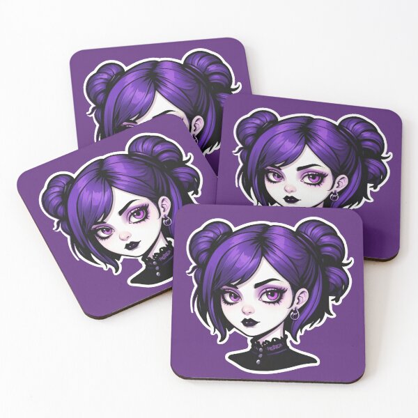 Item preview, Pale Face Purple Eyes Vintage Goth Girl designed and sold by MadnessEnvelope.