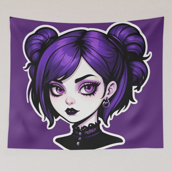 Item preview, Pale Face Purple Eyes Vintage Goth Girl designed and sold by MadnessEnvelope.