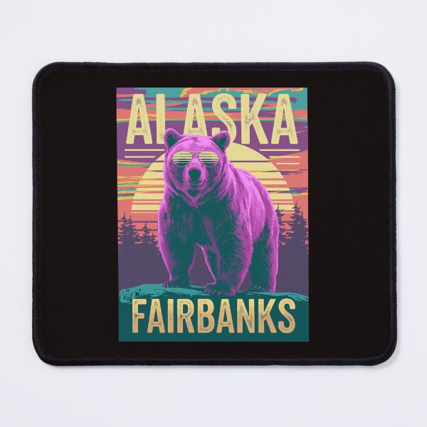 Item preview, Retro Fairbanks Alaska Poster – Pink Bear Sunset designed and sold by paulo silveira.