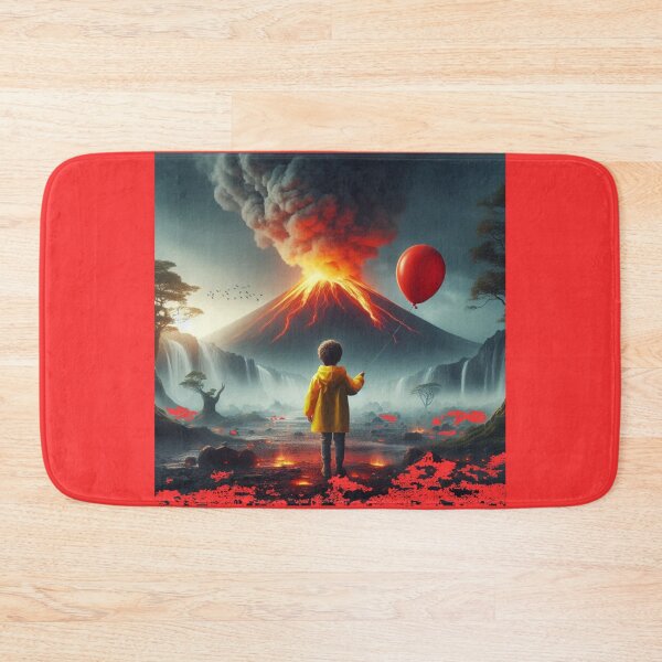 Item preview, a boy wearing a yellow rain coat holding a red ballon, designed and sold by PaintMeWorld.