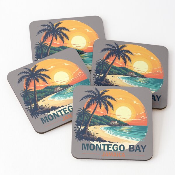 Item preview, Montego Bay Jamaica T-Shirt - Tropical Beach and Sunset Design, Retro Caribbean Graphic Tee, Montego Bay Souvenir Apparel designed and sold by WolfeMoonMerch.