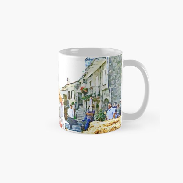 Item preview, Peasants around the threshing machine in the square designed and sold by Giuseppe Cocco.