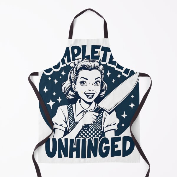 Item preview, "Completely Unhinged" Retro Housewife Knife T-Shirt – Bold Humor designed and sold by AI-volution.