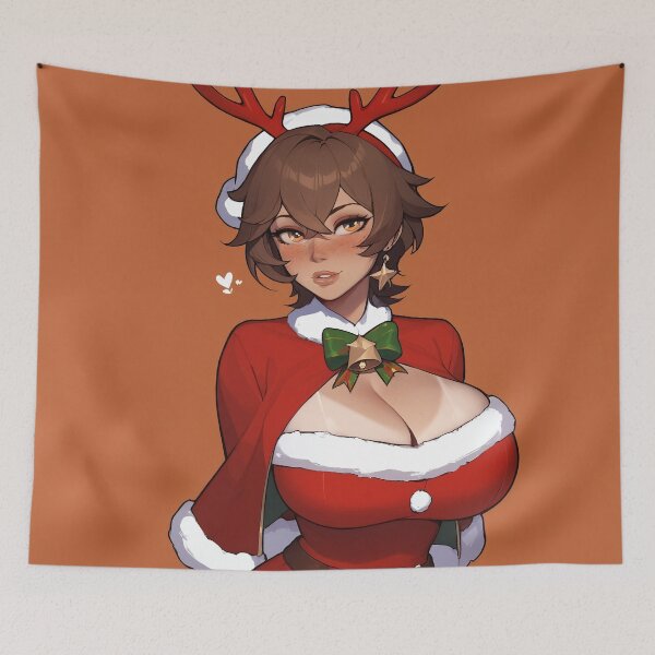 Item preview, Anime Gamer Girl in Christmas Santa Outfit designed and sold by WaifuBrowser.