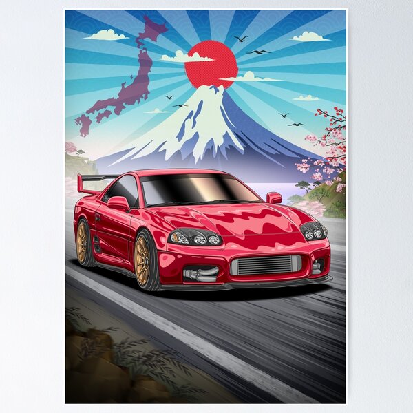 Silhouette Murale Mitsubishi 3000GT/GTO Twin Turbo - Décoration Acier Noir