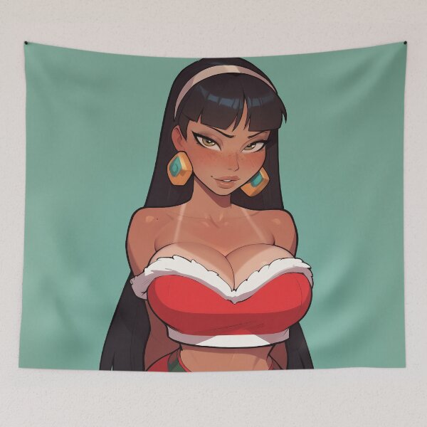 Item preview, Anime Gamer Girl in Christmas Santa Outfit designed and sold by WaifuBrowser.