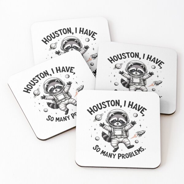 Item preview, "Houston, I Have So Many Problems" Ironic Raccoon Space Adventure T-Shirt designed and sold by AI-volution.