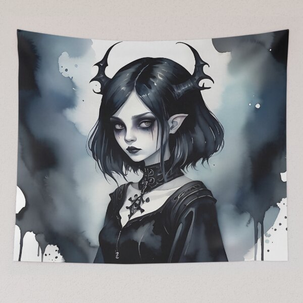 Item preview, Watercolor Fantasy Dark Goth Girl designed and sold by MadnessEnvelope.