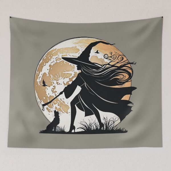 Item preview, Witch and black cat. Full moon. designed and sold by MagelliShop.