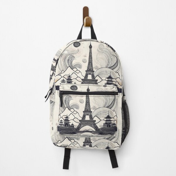 Item preview, Elegant Eiffel Tower & Pagoda Line Art designed and sold by RaiyaTees.