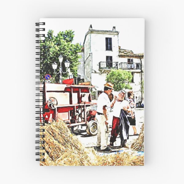 Item preview, Peasants around the threshing machine in the square designed and sold by Giuseppe Cocco.