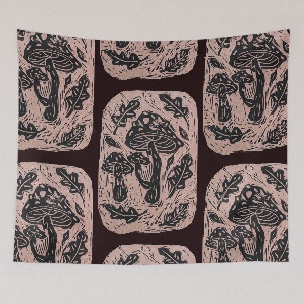 Item preview, Mushroom lino print designed and sold by ElsieVirgo91.