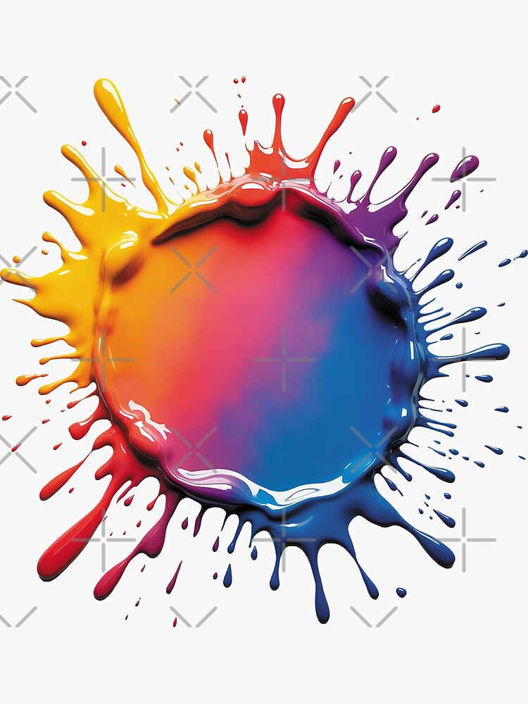 Thumbnail 3 of 3, Sticker, Cosmic Spectrum Paint Splash designed and sold by FotiraStudio.