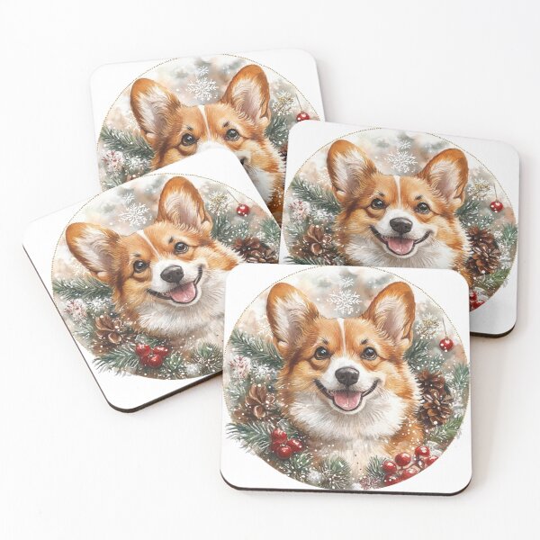 Item preview, Festive Corgi Portrait in Christmas Wreath Circle designed and sold by SellingWSarah17.