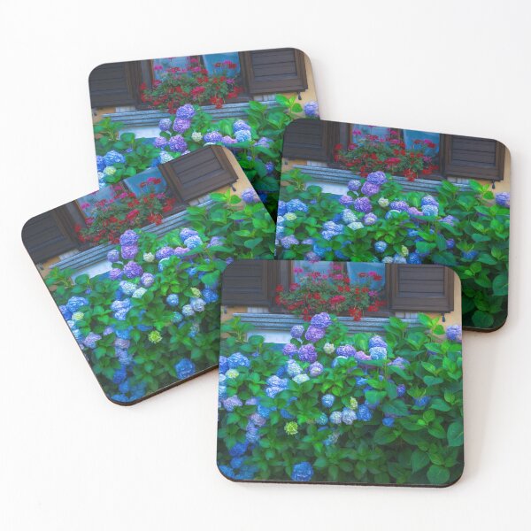 Item preview, Blue Hydrangeas - Red Geraniums designed and sold by Viv Thompson Photography .