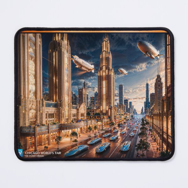 Item preview, Retro-Futuristic Cityscape Of The 2253 Chicago World's Fair Astonishing AI Concept Art by Xzendor7 designed and sold by Xzendor7 Digital Art Creations.