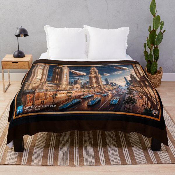 Item preview, Retro-Futuristic Cityscape Of The 2253 Chicago World's Fair Astonishing AI Concept Art by Xzendor7 designed and sold by Xzendor7 Digital Art Creations.