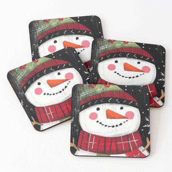 Item preview, Festive Snowman in Red and Green Plaid Scarf with Snowflakes Christmas and Holiday Vibes AI Generated designed and sold by OlfactoART Studio.