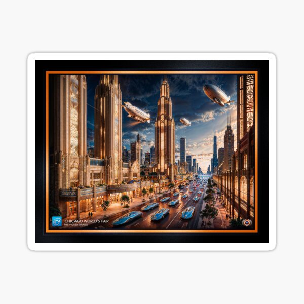 Item preview, Retro-Futuristic Cityscape Of The 2253 Chicago World's Fair Astonishing AI Concept Art by Xzendor7 designed and sold by Xzendor7 Digital Art Creations.