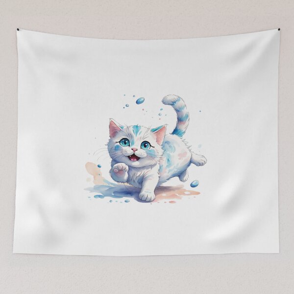 Item preview, Kitten Playing Happy  - @fluidwatercolor designed and sold by fluidwatercolor.