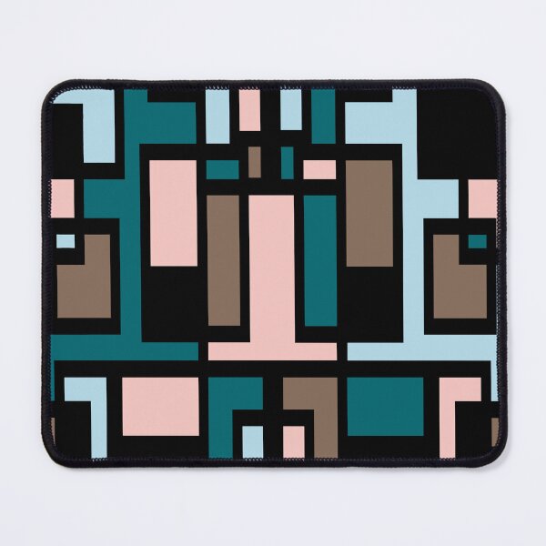 Item preview, Geometric Art Deco Style Pink Blue Brown Black Outline designed and sold by taiche.