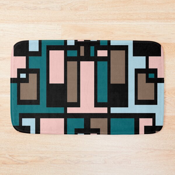Item preview, Geometric Art Deco Style Pink Blue Brown Black Outline designed and sold by taiche.