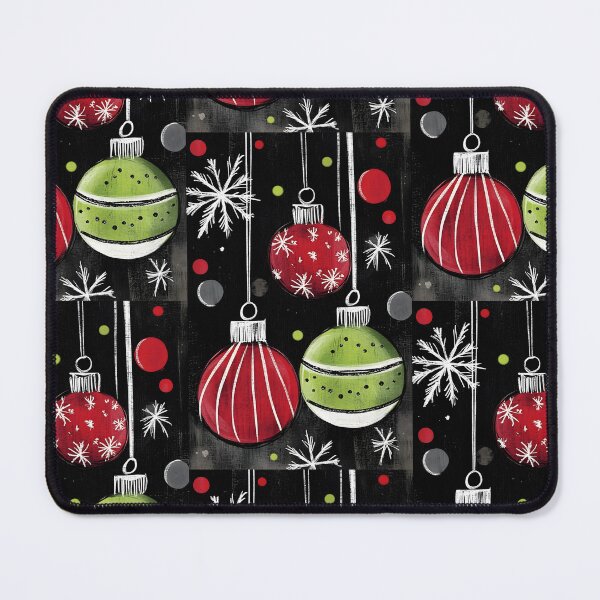 Item preview, Bright Cheerful Red and Green Christmas Ornaments with Snowflakes and Circular Accents Abstract Art Generative AI designed and sold by OlfactoART Studio.