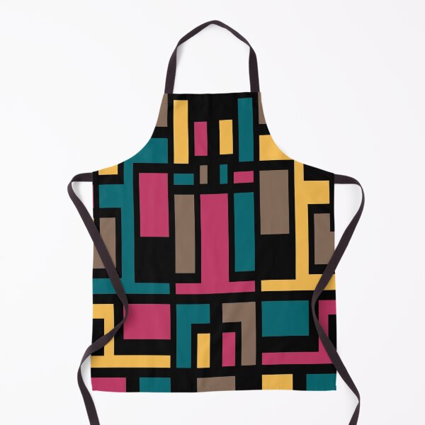 Item preview, Geometric Art Deco Style Blue Pink Brown Yellow Black Outline  designed and sold by taiche.