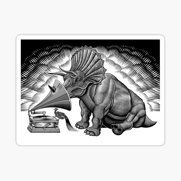 Triceratops and phonograph Sticker