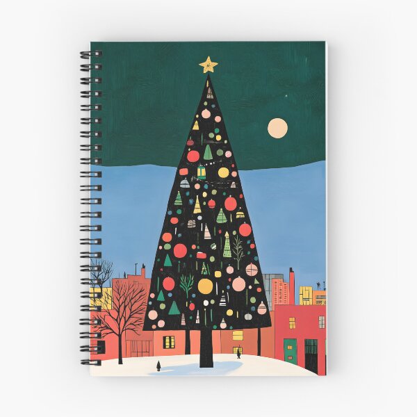 Item preview, Abstract Giant Christmas Tree in a Snowy Landscape Under a Full Moon Urban Art Generative AI designed and sold by OlfactoART Studio.